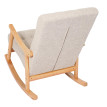 Fauteuil à bascule HWC-K10, fauteuil à bascule Fauteuil relax ~ Tissu/Textile crème, piétement marro
