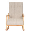 Fauteuil à bascule HWC-K10, fauteuil à bascule Fauteuil relax ~ Tissu/Textile crème, piétement marro