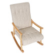 Fauteuil à bascule HWC-K10, fauteuil à bascule Fauteuil relax ~ Tissu/Textile crème, piétement marro