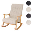 Fauteuil à bascule HWC-K10, fauteuil à bascule Fauteuil relax ~ Tissu/Textile crème, piétement marro