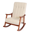 Fauteuil à bascule HWC-K10, fauteuil à bascule Fauteuil relax ~ Similicuir crème, piétement aspect n