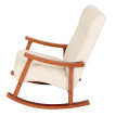 Fauteuil à bascule HWC-K10, fauteuil à bascule Fauteuil relax ~ Similicuir crème, piétement aspect n