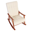 Fauteuil à bascule HWC-K10, fauteuil à bascule Fauteuil relax ~ Similicuir crème, piétement aspect n