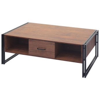 Table basse HWC-A27b, Table d'appoint structure 3D, 45x150x60cm MVG-certifié, métal ~ aspect chêne s