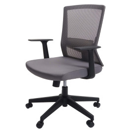 Chaise de bureau HWC-J90, dossier ergonomique en forme de S, soutien de la taille réglable ~ gris