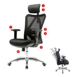 Chaise de bureau HWC-J86, chaise de bureau, ergonomique, appui-lordose réglable charge maximale 150k