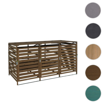 XL cache poubelle 3/6 places HWC-H62, cache poubelle, extensible 110x65x93cm bois massif ~ vert fonc