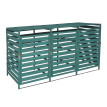 XL cache poubelle 3/6 places HWC-H62, cache poubelle, extensible 110x65x93cm bois massif ~ vert fonc