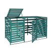 XL cache poubelle 3/6 places HWC-H62, cache poubelle, extensible 110x65x93cm bois massif ~ vert fonc