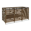 XL cache poubelle 3/6 places HWC-H62, cache poubelle, extensible 110x65x93cm bois massif ~ brun fonc