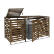 XL cache poubelle 3/6 places HWC-H62, cache poubelle, extensible 110x65x93cm bois massif ~ brun fonc