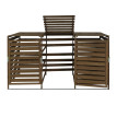 XL cache poubelle 3/6 places HWC-H62, cache poubelle, extensible 110x65x93cm bois massif ~ brun fonc