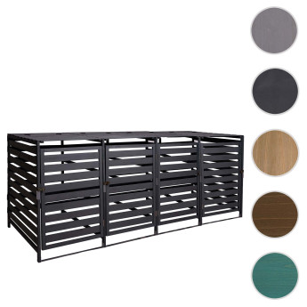 XL cache poubelle pour 4/8 places HWC-H62, cache poubelle, extensible 110x65x93cm bois massif ~ vert
