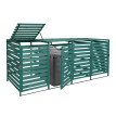 XL cache poubelle pour 4/8 places HWC-H62, cache poubelle, extensible 110x65x93cm bois massif ~ vert