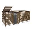 XL cache poubelle pour 4/8 places HWC-H62, cache poubelle, extensible 110x65x93cm bois massif ~ brun