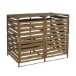 XL cache poubelle 2/4 places HWC-H62, cache poubelle, extensible 110x65x93cm bois massif ~ brun fonc