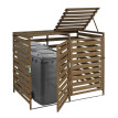 XL cache poubelle 2/4 places HWC-H62, cache poubelle, extensible 110x65x93cm bois massif ~ brun fonc