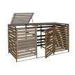 XL cache poubelle 2/4 places HWC-H62, cache poubelle, extensible 110x65x93cm bois massif ~ brun fonc