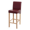 Tabouret de bar HWC-C33, chaise de bar tabouret de comptoir, bois ~ rouge-brun, pieds clairs, simili
