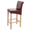 Tabouret de bar HWC-C33, chaise de bar tabouret de comptoir, bois ~ rouge-brun, pieds clairs, simili