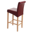 Tabouret de bar HWC-C33, chaise de bar tabouret de comptoir, bois ~ rouge-brun, pieds clairs, simili