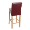 Tabouret de bar HWC-C33, chaise de bar tabouret de comptoir, bois ~ rouge-brun, pieds clairs, simili