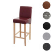 Tabouret de bar HWC-C33, chaise de bar tabouret de comptoir, bois ~ rouge-brun, pieds clairs, simili