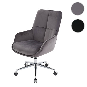 Chaise de bureau HWC-J64, chaise pivotante avec accoudoirs réglable en hauteur velours ~ noir