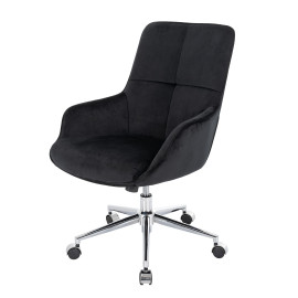 Chaise de bureau HWC-J64, chaise pivotante avec accoudoirs réglable en hauteur velours ~ noir