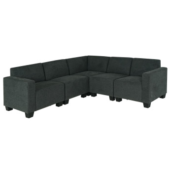 Modular Sofa-System Ensemble de canapés Lyon 5, tissu/textile ~ gris anthracite