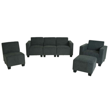 Modular Sofa-System Ensemble de canapés Lyon 3-1-1-1, tissu/textile ~ gris anthracite
