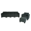 Modular Sofa-System Ensemble de canapés Lyon 3-1-1-1, tissu/textile ~ gris anthracite
