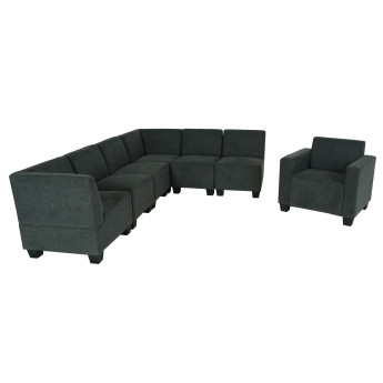 Modular Sofa-System Ensemble de canapés Lyon 6-1, tissu/textile ~ gris anthracite