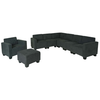 Modular Sofa-System Ensemble de canapés Lyon 6-2, tissu/textile ~ gris anthracite