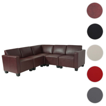Modular Sofa-System Ensemble de canapés Lyon 5, similicuir ~ rouge-brun