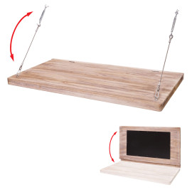 Table murale HWC-H48, table murale pliante Étagère murale Table avec tableau, pliable Bois massif ~