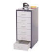 Caisson a roulettes Boston T851, meuble à tiroirs en acier, 69x28x41cm 6 tiroirs ~ gris foncé blanc