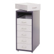 Caisson a roulettes Boston T851, meuble à tiroirs en acier, 69x28x41cm 6 tiroirs ~ gris foncé blanc