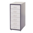 Caisson a roulettes Boston T851, meuble à tiroirs en acier, 69x28x41cm 6 tiroirs ~ gris foncé blanc
