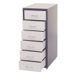 Caisson a roulettes Boston T851, meuble à tiroirs en acier, 69x28x41cm 6 tiroirs ~ gris foncé blanc