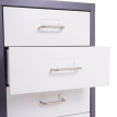 Caisson a roulettes Boston T851, meuble à tiroirs en acier, 69x28x41cm 6 tiroirs ~ gris foncé blanc