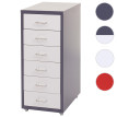 Caisson a roulettes Boston T851, meuble à tiroirs en acier, 69x28x41cm 6 tiroirs ~ gris foncé blanc