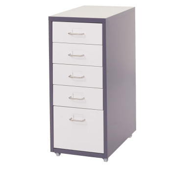 Caisson à roulettes Boston T851, armoire à tiroirs armoire en acier, 69x28x41cm 5 tiroirs ~ gris fon
