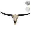 Crâne déco 132cm HWC-T454, trophée tête de taureau en polyrésine, intérieur/extérieur ~ argent