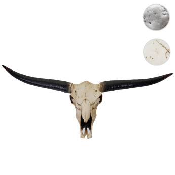 Crâne déco 132cm HWC-T454, trophée tête de taureau en polyrésine, intérieur/extérieur ~ argent