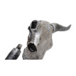Crâne déco 132cm HWC-T454, trophée tête de taureau en polyrésine, intérieur/extérieur ~ argent