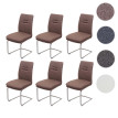 Lot de 6 chaises de salle à manger HWC-H70, chaise de cuisine à piétement luge, tissu/textile inox b