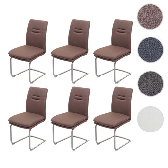 Lot de 6 chaises de salle à manger HWC-H70, chaise de cuisine à piétement luge, tissu/textile inox b