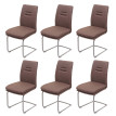 Lot de 6 chaises de salle à manger HWC-H70, chaise de cuisine à piétement luge, tissu/textile inox b