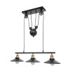 Lampe suspendue HWC-H84, lampe suspendue, avec câble Métal industriel hauteur réglable noir